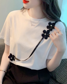 Temperament Korean style tops pure cotton white T-shirt