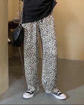 All-match leopard random loose wide leg pants