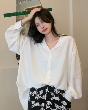 Casual loose hooded shirt all-match thin shirts for women