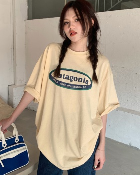 Letters printing loose short sleeve all-match T-shirt