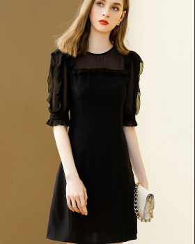 Short black fashion fungus summer dress for women