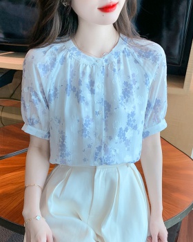 Short sleeve all-match shirt round neck tops for women