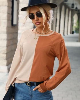 Splice autumn bottoming shirt long sleeve tops for women