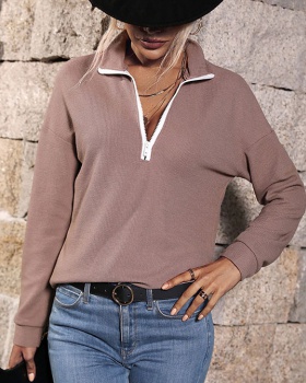 Autumn long sleeve sweater zip European style tops