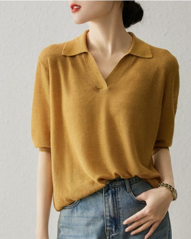 Pullover short sleeve flax sweater
