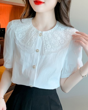 White short sleeve tops unique summer shirt for women