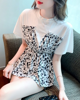 Pinched waist short sleeve tops summer doll shirt for women