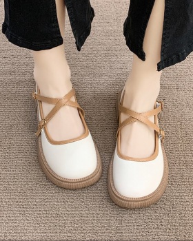 British style student leather shoes summer flattie for women