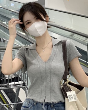 All-match slim T-shirt short sleeve Korean style tops