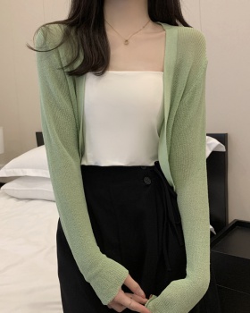 Long sleeve knitted cardigan short tops for women