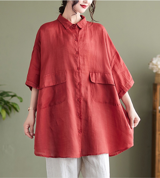 Retro temperament shirt pure large yard tops for women