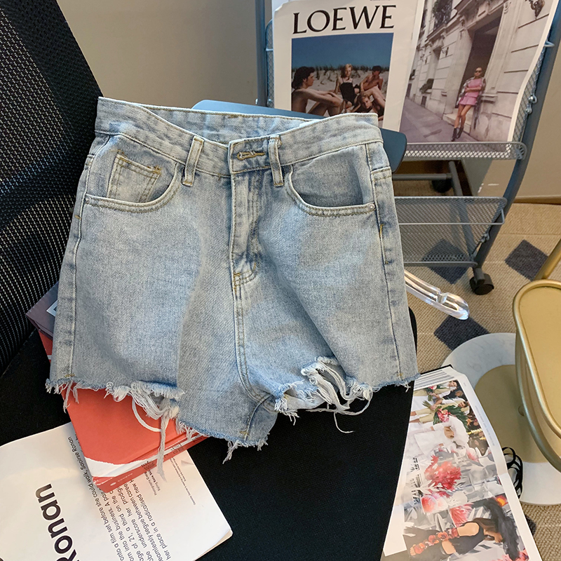 Printing Korean style summer short jeans for women