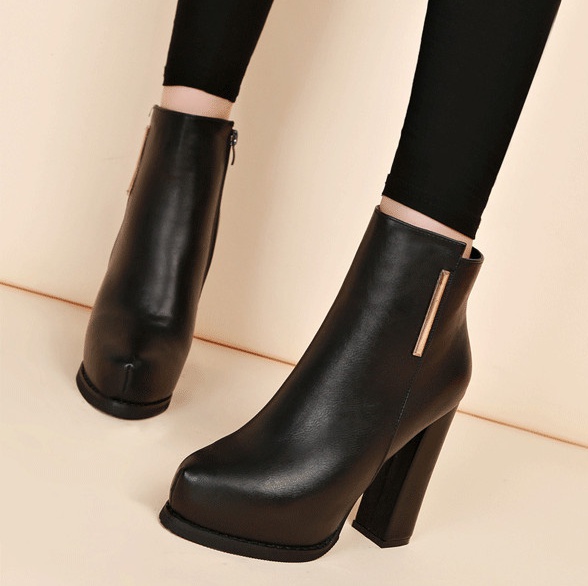 High-heeled platform British style martin boots for women