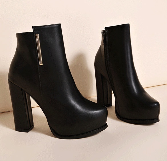 High-heeled platform British style martin boots for women