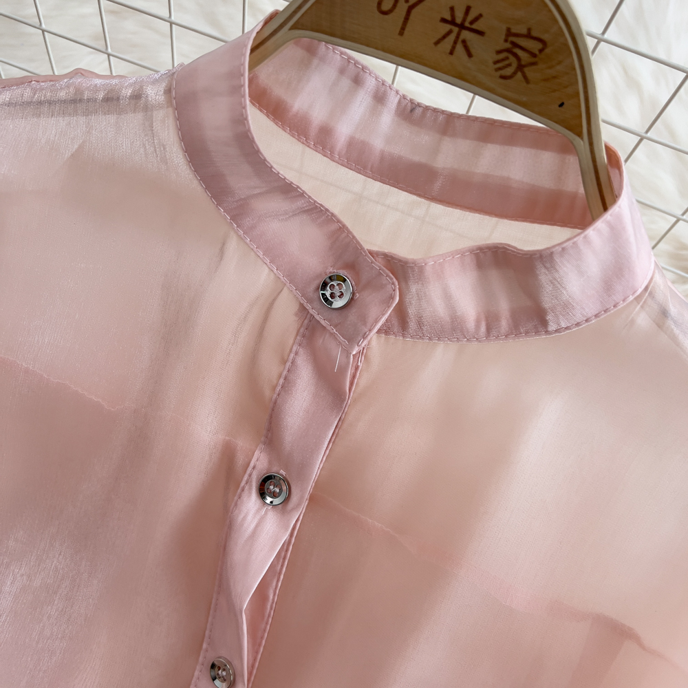 Single-breasted Casual tops mercerized Korean style shirt