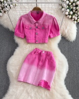 Fashion summer skirt short sleeve shirt 2pcs set for women