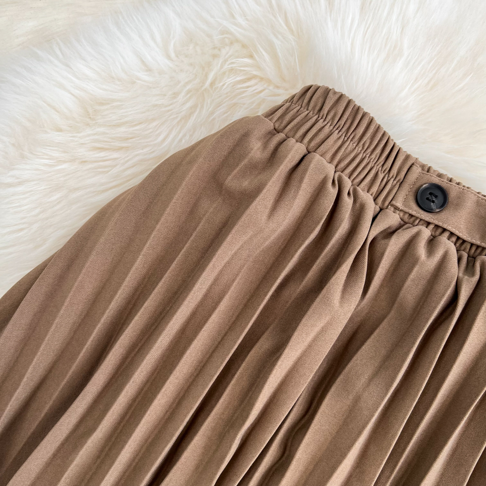 Summer pleated Korean style slim elastic waist skirt