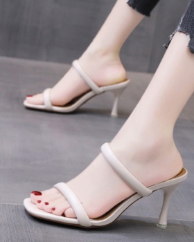 High-heeled skirt open toe slippers for women