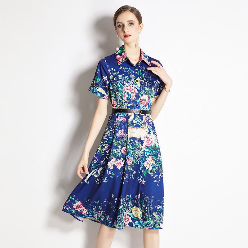 European style summer dress fashion printing shirt for women