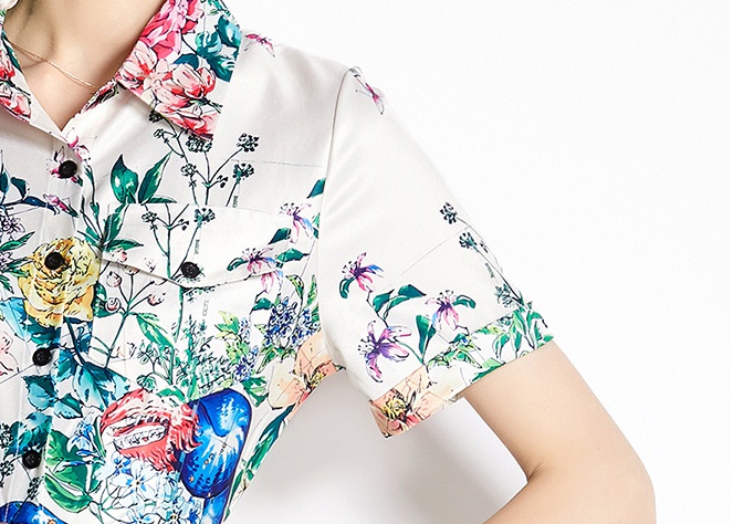 Printing summer dress lapel fashion belt for women