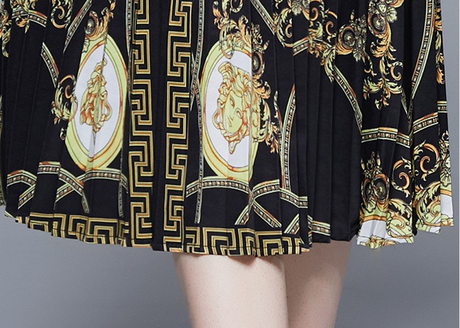 Retro luxurious shirt court style gold skirt a set