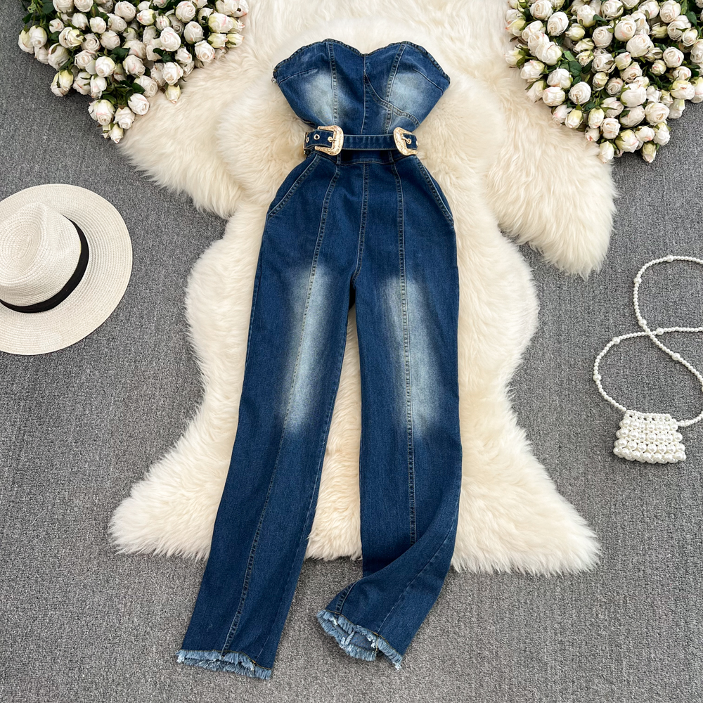 Fashion Western style feet sexy wrapped chest jumpsuit