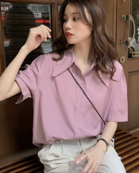 Loose Korean style short sleeve shirt slim retro tops