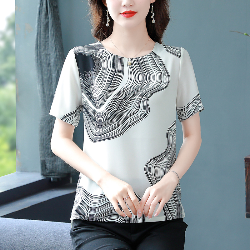 Real silk thin T-shirt summer small shirt for women