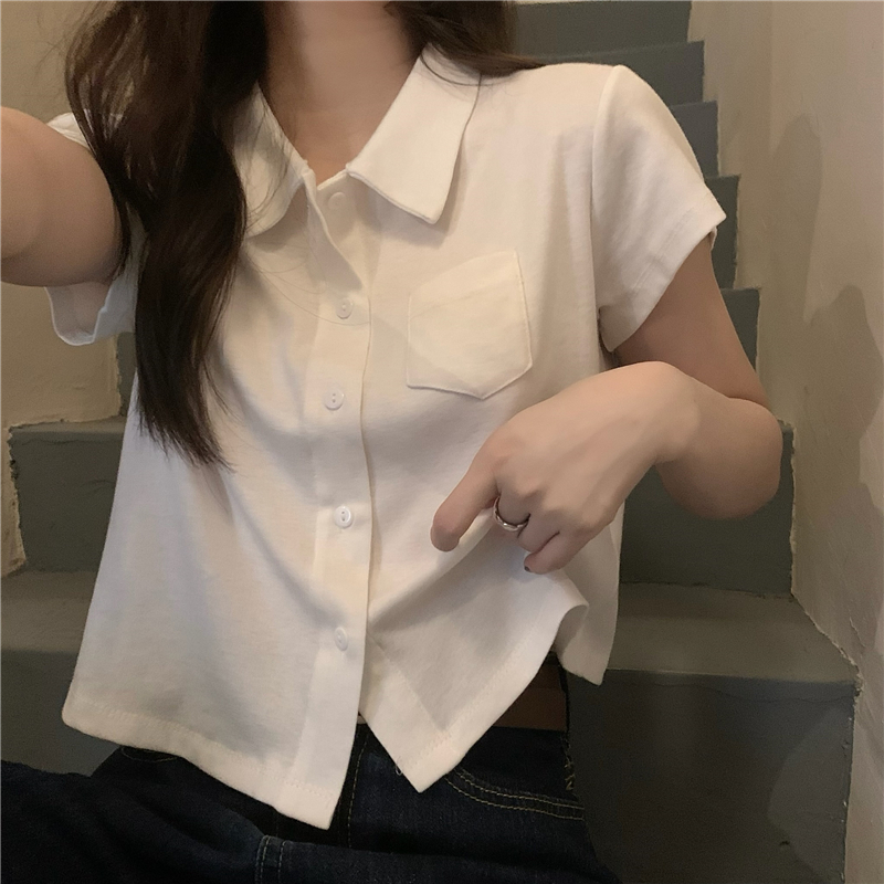White short all-match tops simple Korean style T-shirt