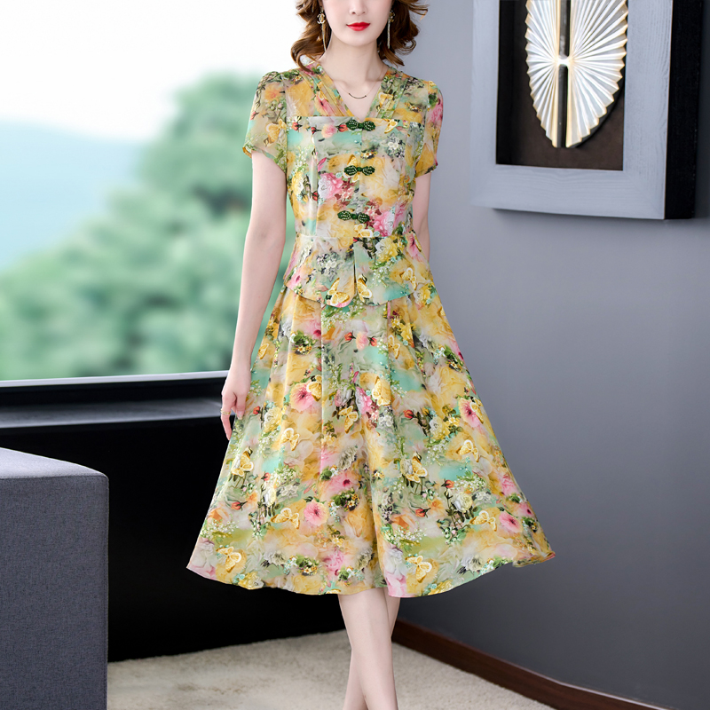 Fashion summer dress slim middle-aged cheongsam