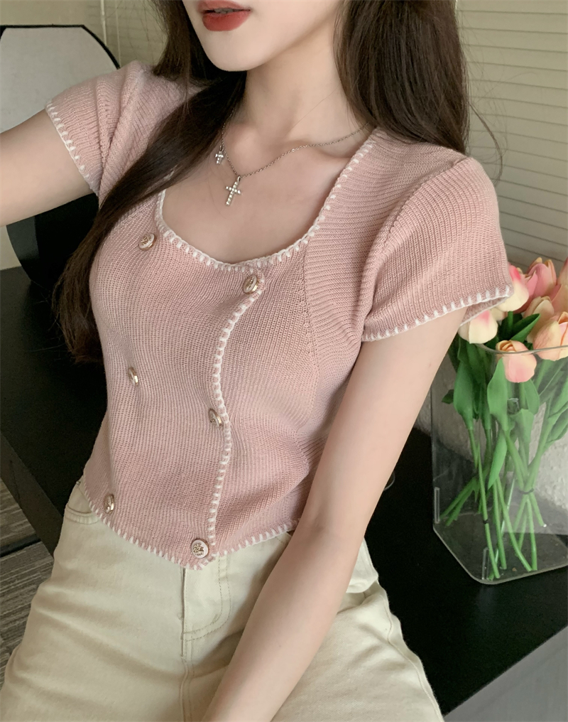 Knitted bandage fashion and elegant mixed colors tops