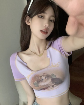 Short short sleeve spicegirl tops kitty sweetheart T-shirt