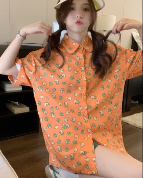 Small pumpkin colors Korean style printing short sleeve shirt
