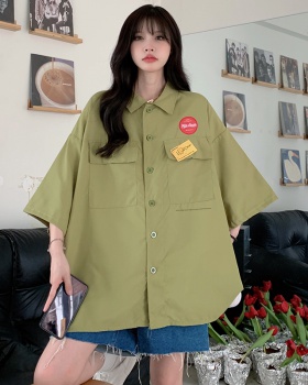 Pocket Casual tops Korean style work clothing for women