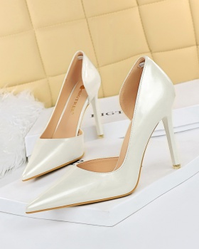 Hollow high-heeled shoes patent leather shoes for women
