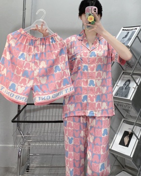 Four seasons loose cool off pajamas 3pcs set for women