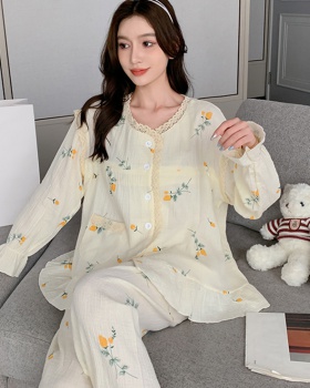 Cotton lovely large yard pajamas 2pcs set for women