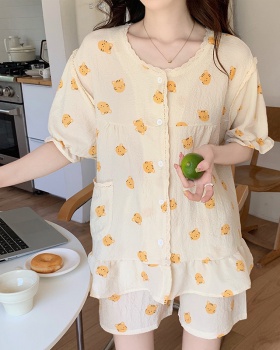 Summer short sleeve cardigan homewear thin pajamas 2pcs set