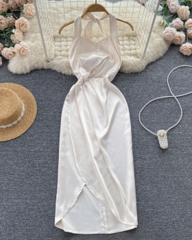Vacation fold sexy dress halter summer formal dress for women