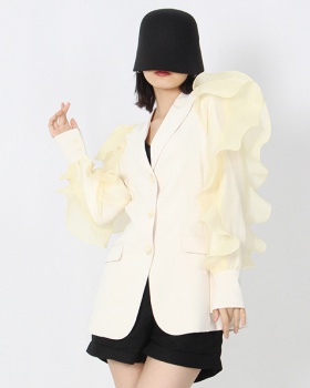 V-neck temperament business suit elegant gauze coat