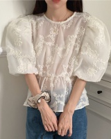 Korean style short sleeve round neck flowers shirt