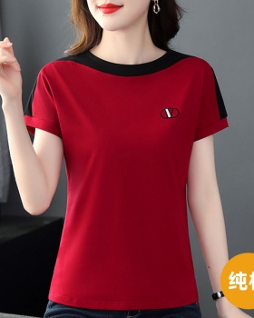 Pure cotton tops middle-aged T-shirt for women