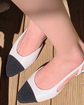 Small round flat summer shoes low lady France style sandals