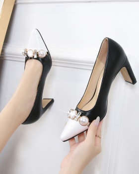 Low thick cozy all-match refinement middle-heel lady shoes
