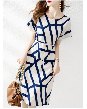 Fashion temperament chiffon stripe colors commuting light dress