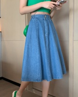 Pure cotton denim long skirt thin denim skirt for women