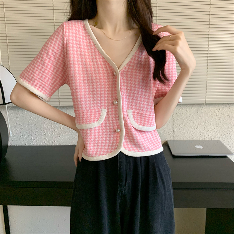 Fashion and elegant tops houndstooth shirt for women