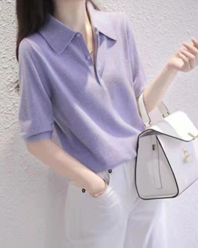 Purple temperament shirts was white T-shirt for women