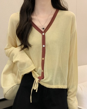 Long sleeve knitted tops sunscreen cardigan