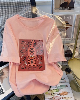 Korean style cartoon tiger T-shirt for women